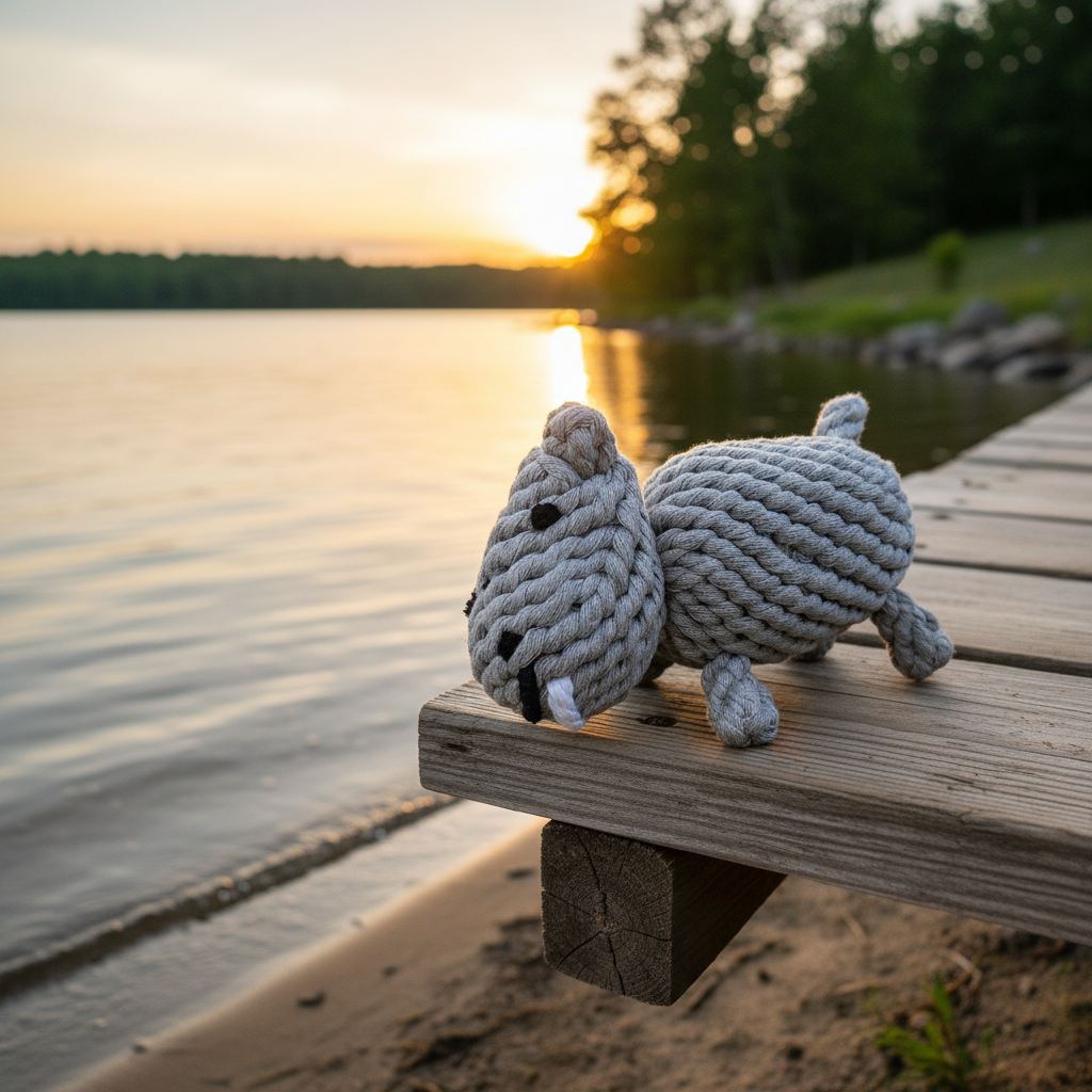 The Handcrafted Gray Hippo Rope Pet Toy