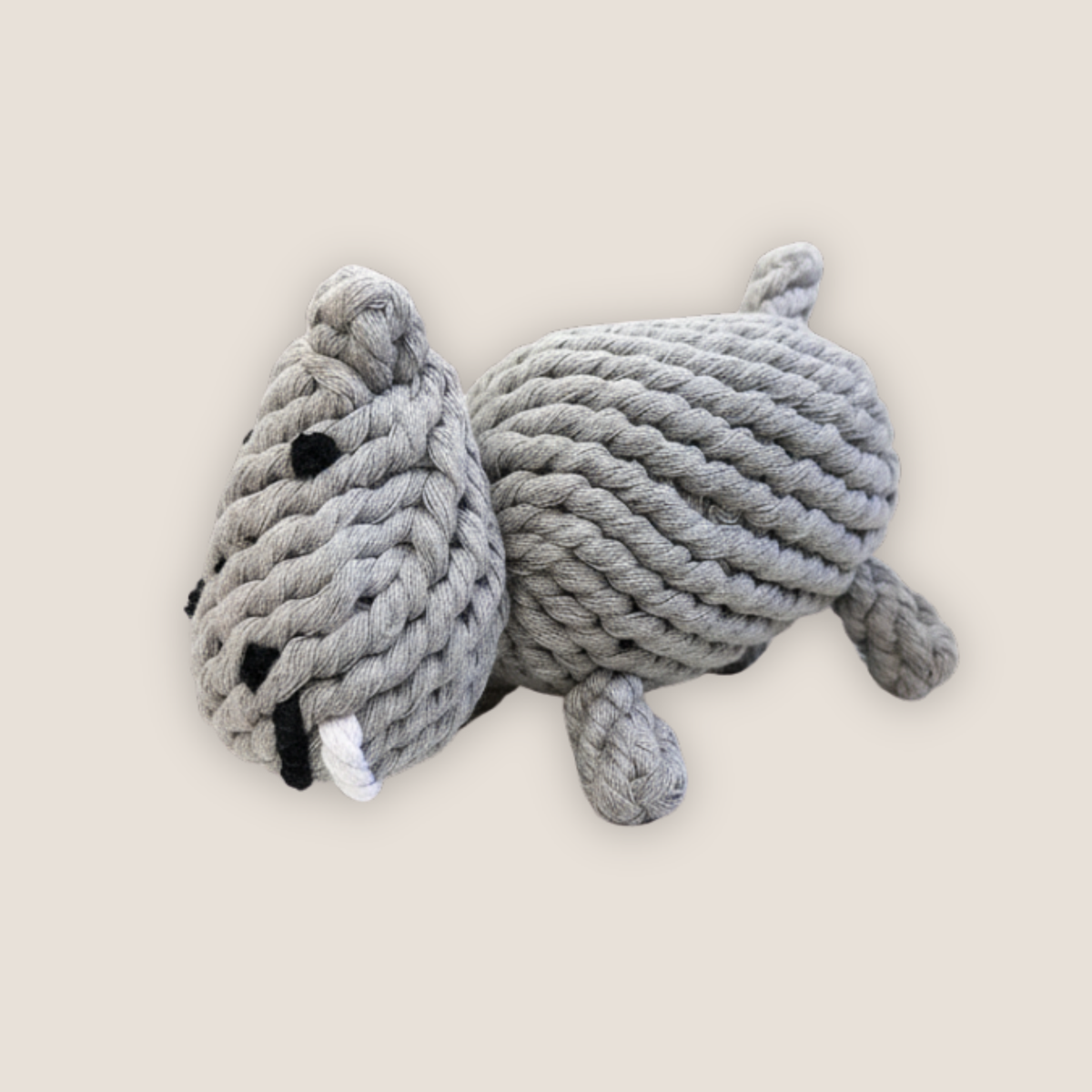The Handcrafted Gray Hippo Rope Pet Toy
