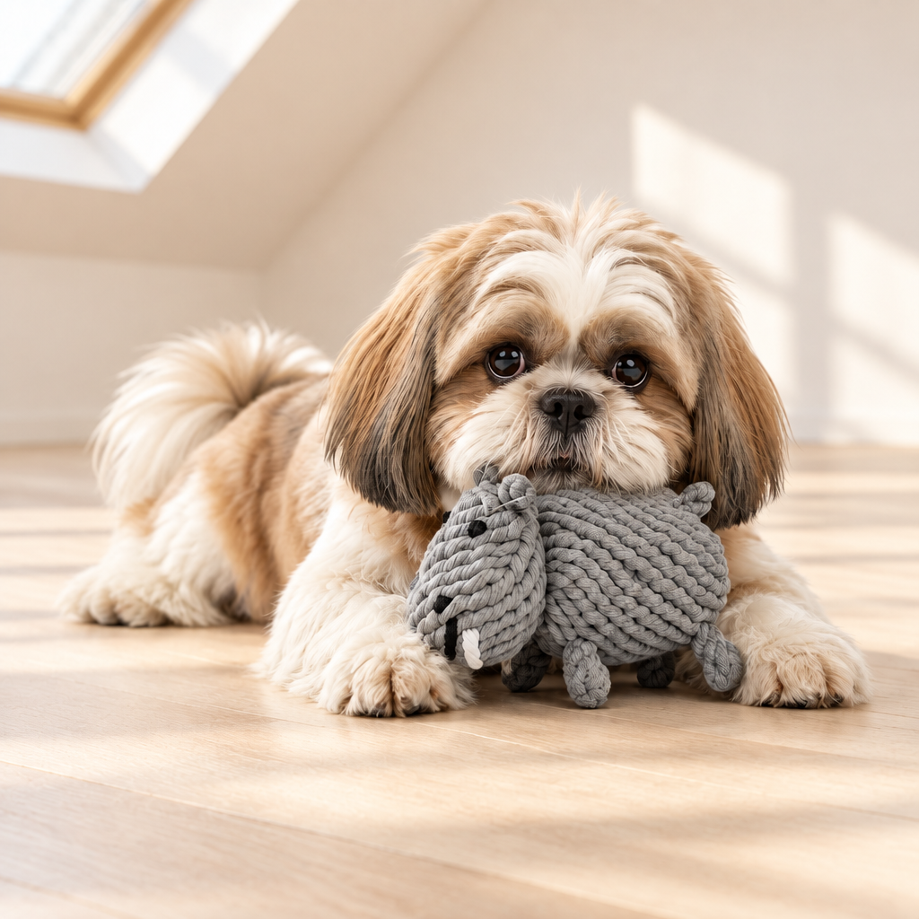 The Handcrafted Gray Hippo Rope Pet Toy